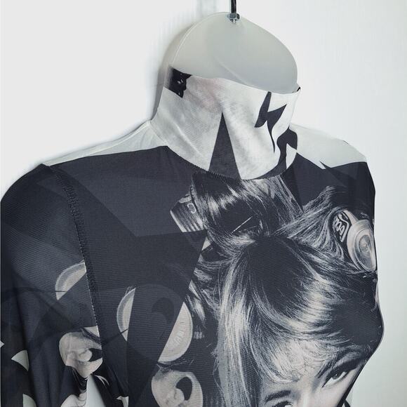 Kelly Obi Mesh Bodycon Midi Dress 90s Naomi Campbell Coke Cans Mesh Sheer Medium - Picture 3 of 11